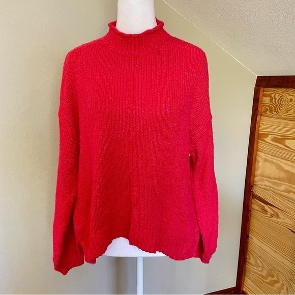 BP Pink Knit Mock Neck Long Balloon Sleeve Sweater Extra Small - Picture 1 of 10